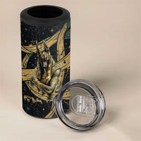 Anubis Ancient Egyptian 4 in 1 Can Cooler Tumbler with Starry Mummy Wrap Pattern, Anubis Warrior Illustration, and Pyramid - Wonder Print Shop