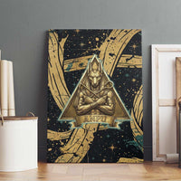 Anubis Ancient Egyptian Canvas Wall Art with Starry Mummy Wrap Pattern, Anubis Warrior Illustration, and Pyramid - Wonder Print Shop