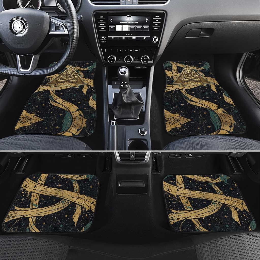 Anubis Ancient Egyptian Car Mats with Starry Mummy Wrap Pattern, Anubis Warrior Illustration, and Pyramid - Wonder Print Shop