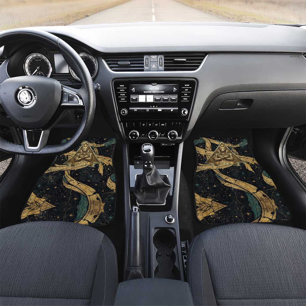 Anubis Ancient Egyptian Car Mats with Starry Mummy Wrap Pattern, Anubis Warrior Illustration, and Pyramid - Wonder Print Shop