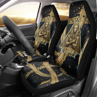 Anubis Ancient Egyptian Car Seat Cover with Starry Mummy Wrap Pattern, Anubis Warrior Illustration, and Pyramid - Wonder Print Shop