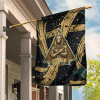 Anubis Ancient Egyptian Garden Flag with Starry Mummy Wrap Pattern, Anubis Warrior Illustration, and Pyramid - Wonder Print Shop