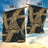 Anubis Ancient Egyptian Garden Flag with Starry Mummy Wrap Pattern, Anubis Warrior Illustration, and Pyramid - Wonder Print Shop
