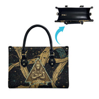 Anubis Ancient Egyptian Leather Bag with Starry Mummy Wrap Pattern, Anubis Warrior Illustration, and Pyramid - Wonder Print Shop