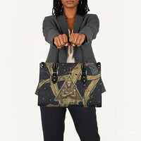 Anubis Ancient Egyptian Leather Bag with Starry Mummy Wrap Pattern, Anubis Warrior Illustration, and Pyramid - Wonder Print Shop
