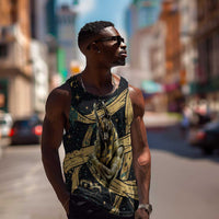 Anubis Ancient Egyptian Men Tank Top with Starry Mummy Wrap Pattern, Anubis Warrior Illustration, and Pyramid - Wonder Print Shop