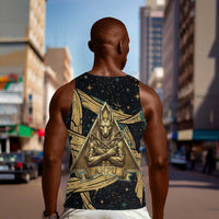 Anubis Ancient Egyptian Men Tank Top with Starry Mummy Wrap Pattern, Anubis Warrior Illustration, and Pyramid - Wonder Print Shop