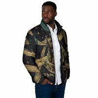 Anubis Ancient Egyptian Padded Jacket with Starry Mummy Wrap Pattern, Anubis Warrior Illustration, and Pyramid - Wonder Print Shop