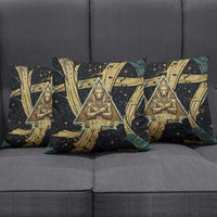 Anubis Ancient Egyptian Pillow Cover with Starry Mummy Wrap Pattern, Anubis Warrior Illustration, and Pyramid - Wonder Print Shop