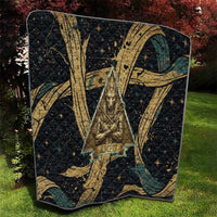 Anubis Ancient Egyptian Quilt with Starry Mummy Wrap Pattern, Anubis Warrior Illustration, and Pyramid - Wonder Print Shop