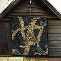 Anubis Ancient Egyptian Quilt with Starry Mummy Wrap Pattern, Anubis Warrior Illustration, and Pyramid - Wonder Print Shop