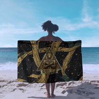 Anubis Ancient Egyptian Sarong with Starry Mummy Wrap Pattern, Anubis Warrior Illustration, and Pyramid - Wonder Print Shop