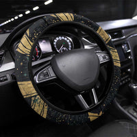 Anubis Ancient Egyptian Steering Wheel Cover with Starry Mummy Wrap Pattern, Anubis Warrior Illustration, and Pyramid - Wonder Print Shop