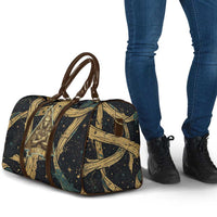Anubis Ancient Egyptian Travel Bag with Starry Mummy Wrap Pattern, Anubis Warrior Illustration, and Pyramid - Wonder Print Shop