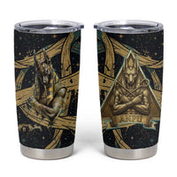 Anubis Ancient Egyptian Tumbler Cup with Starry Mummy Wrap Pattern, Anubis Warrior Illustration, and Pyramid - Wonder Print Shop