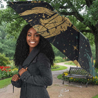 Anubis Ancient Egyptian Umbrella with Starry Mummy Wrap Pattern, Anubis Warrior Illustration, and Pyramid - Wonder Print Shop