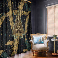 Anubis Ancient Egyptian Window Curtain with Starry Mummy Wrap Pattern, Anubis Warrior Illustration, and Pyramid - Wonder Print Shop