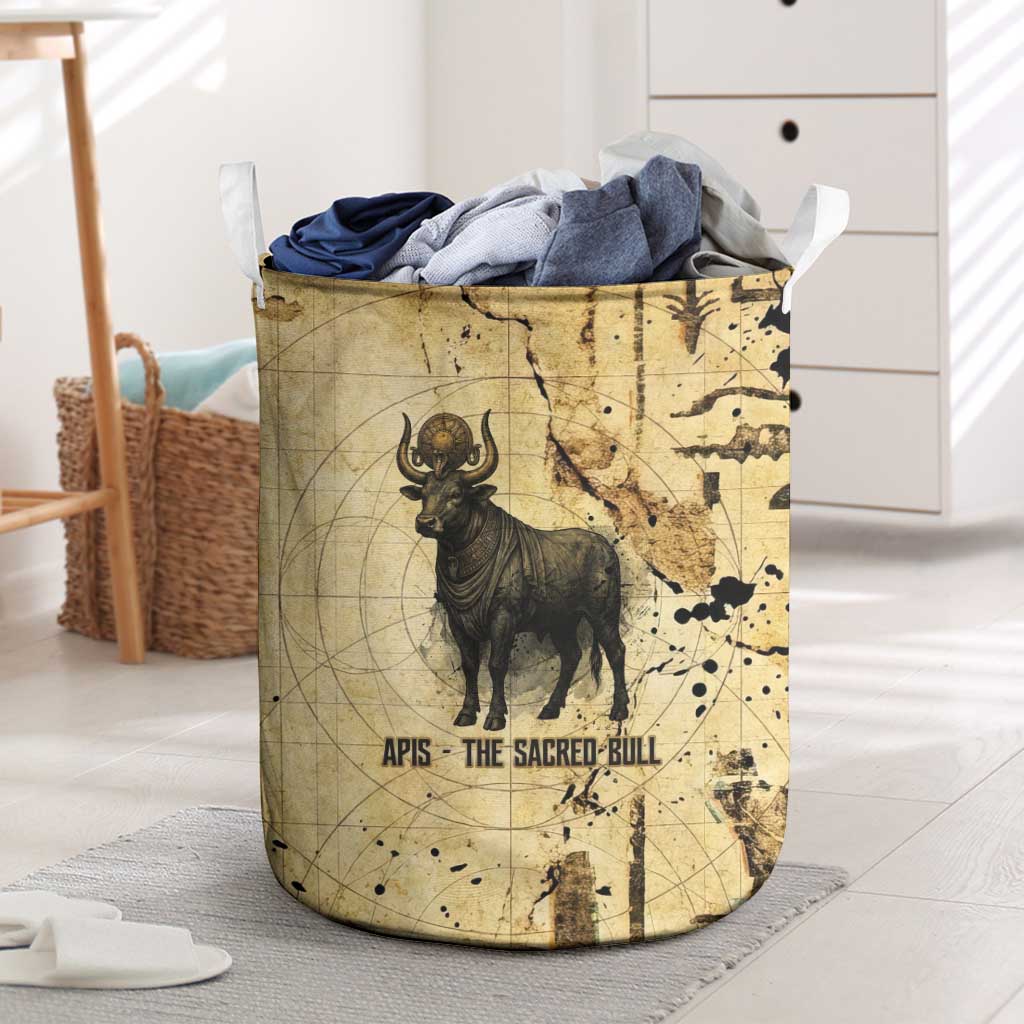 Apis Laundry Basket Ancient Egyptian Papyrus Map, Egyptian Crown Bull Illustration - Wonder Print Shop