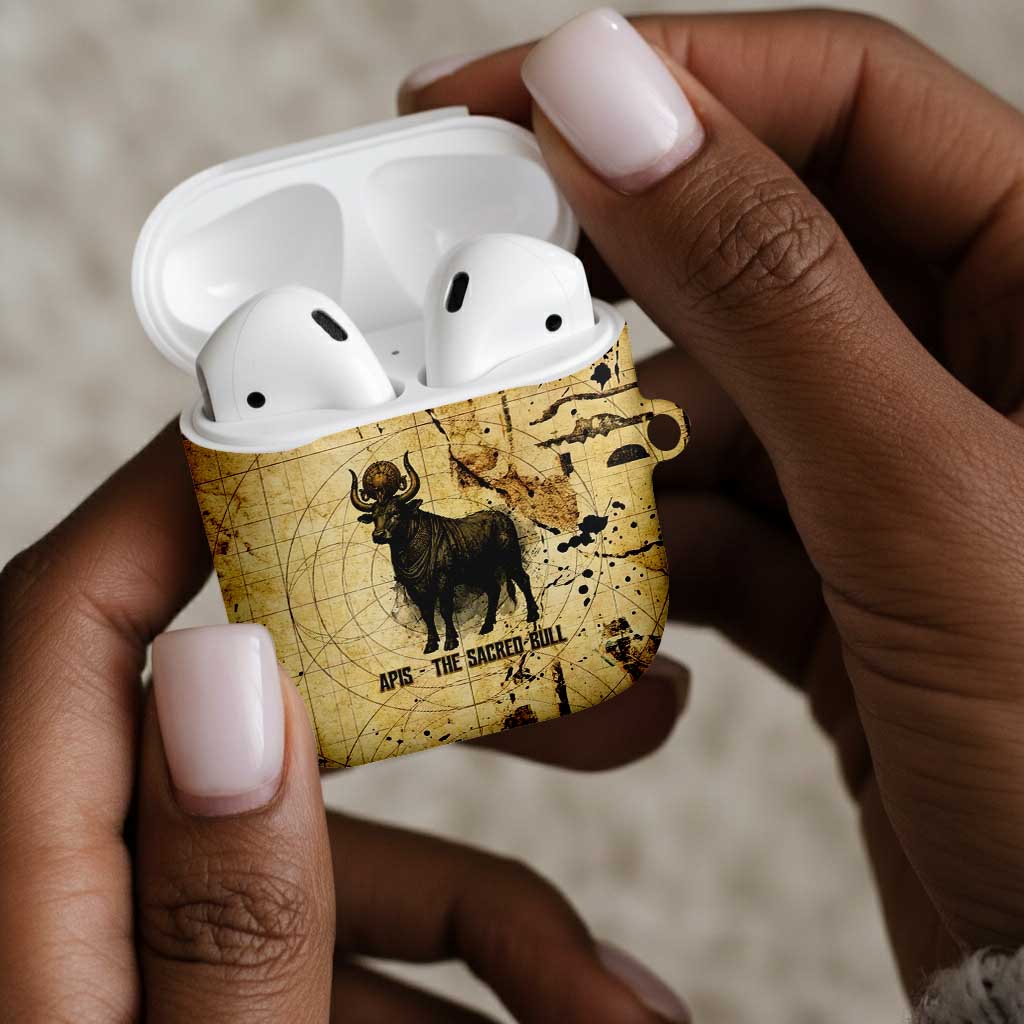 Apis AirPods Case Ancient Egyptian Papyrus Map, Egyptian Crown Bull Illustration - Wonder Print Shop