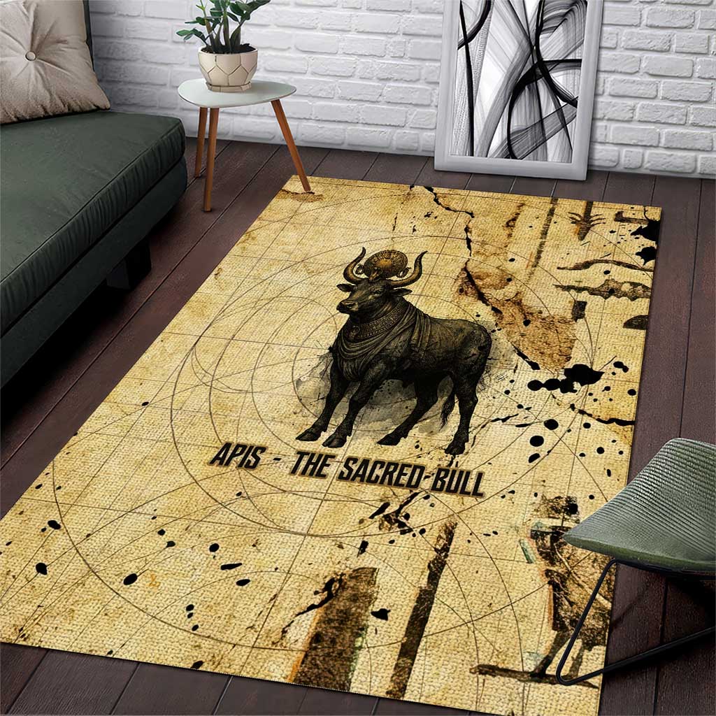 Apis Area Rug Ancient Egyptian Papyrus Map, Egyptian Crown Bull Illustration - Wonder Print Shop