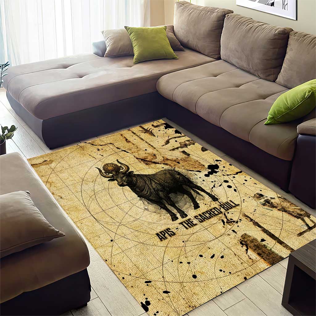 Apis Area Rug Ancient Egyptian Papyrus Map, Egyptian Crown Bull Illustration - Wonder Print Shop