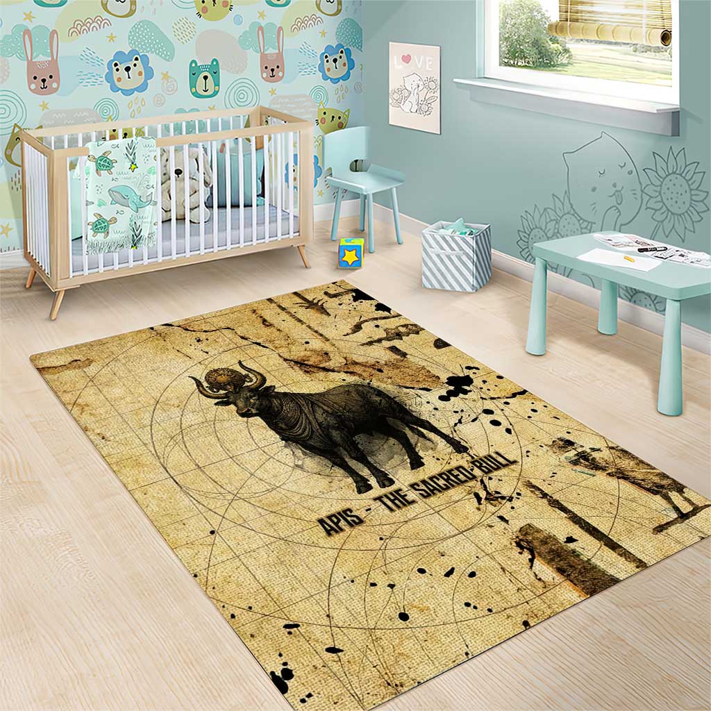 Apis Area Rug Ancient Egyptian Papyrus Map, Egyptian Crown Bull Illustration - Wonder Print Shop