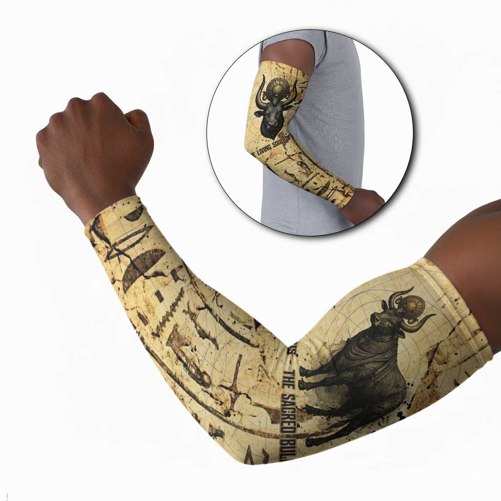 Apis Arm Sleeves Ancient Egyptian Papyrus Map, Egyptian Crown Bull Illustration - Wonder Print Shop