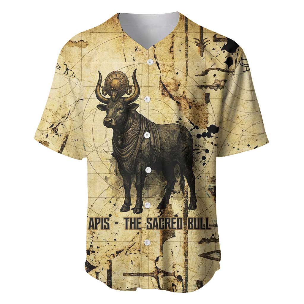 Apis Baseball Jersey Ancient Egyptian Papyrus Map, Egyptian Crown Bull Illustration - Wonder Print Shop