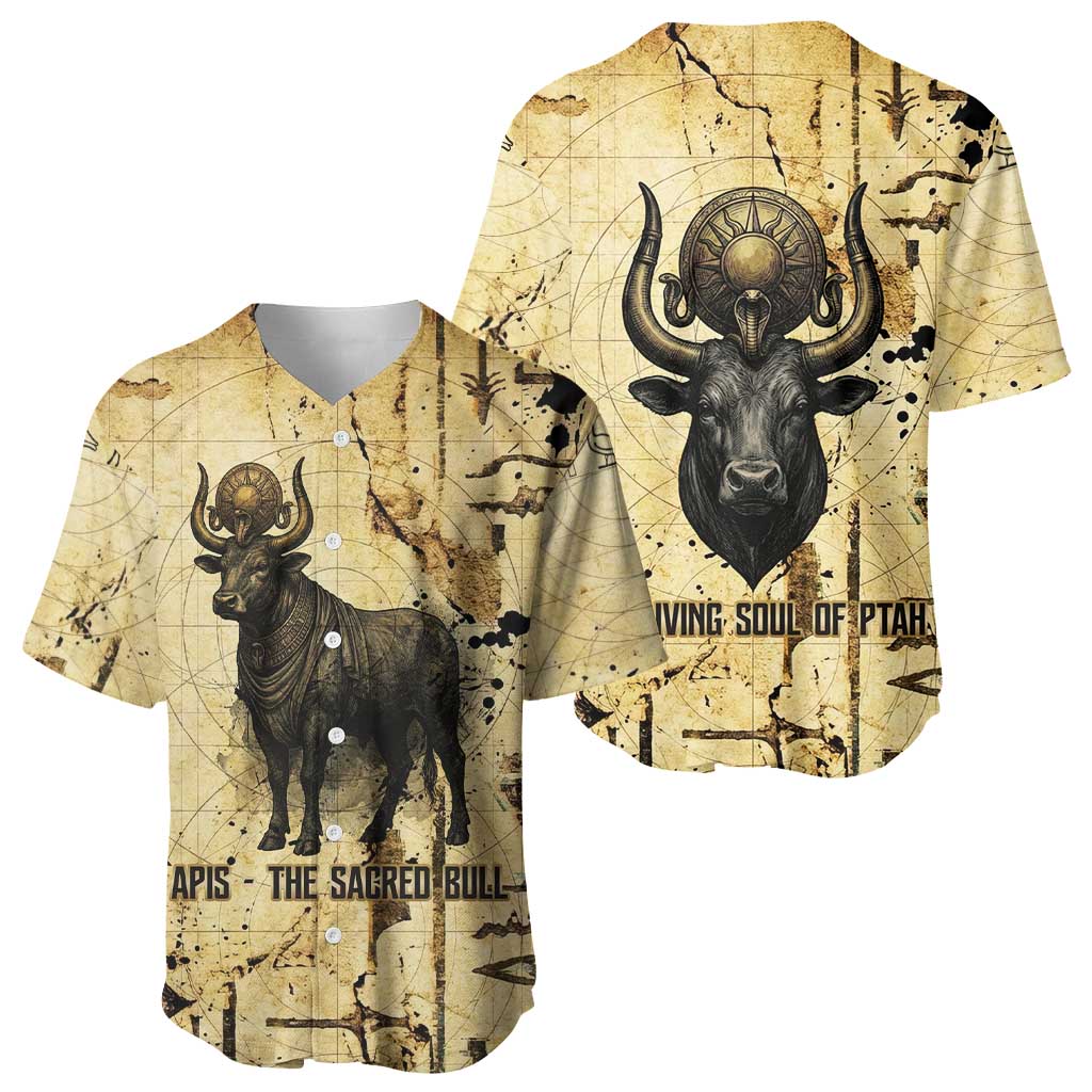 Apis Baseball Jersey Ancient Egyptian Papyrus Map, Egyptian Crown Bull Illustration - Wonder Print Shop