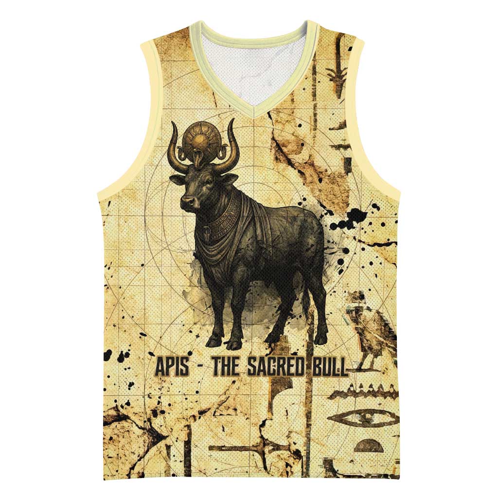 Apis Basketball Jersey Ancient Egyptian Papyrus Map, Egyptian Crown Bull Illustration - Wonder Print Shop