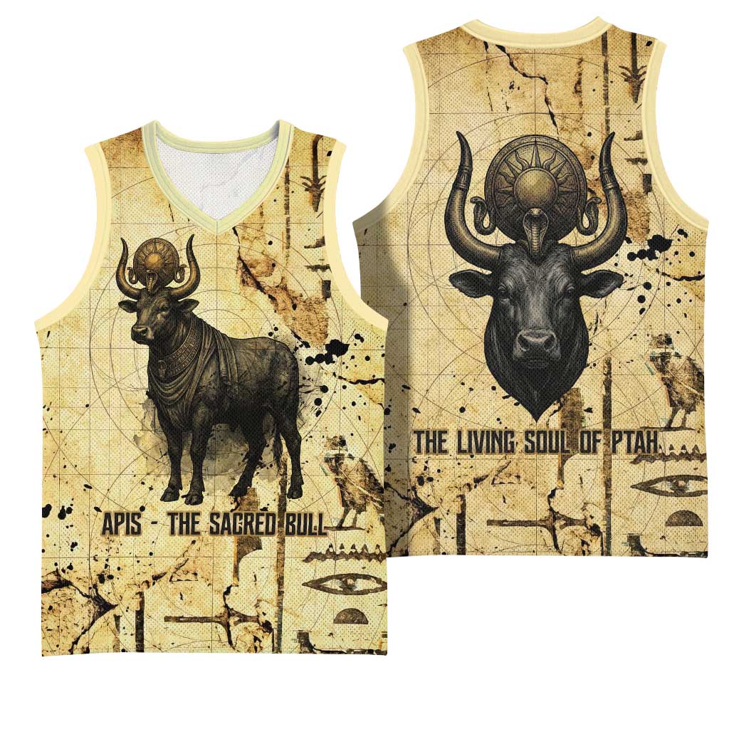 Apis Basketball Jersey Ancient Egyptian Papyrus Map, Egyptian Crown Bull Illustration - Wonder Print Shop