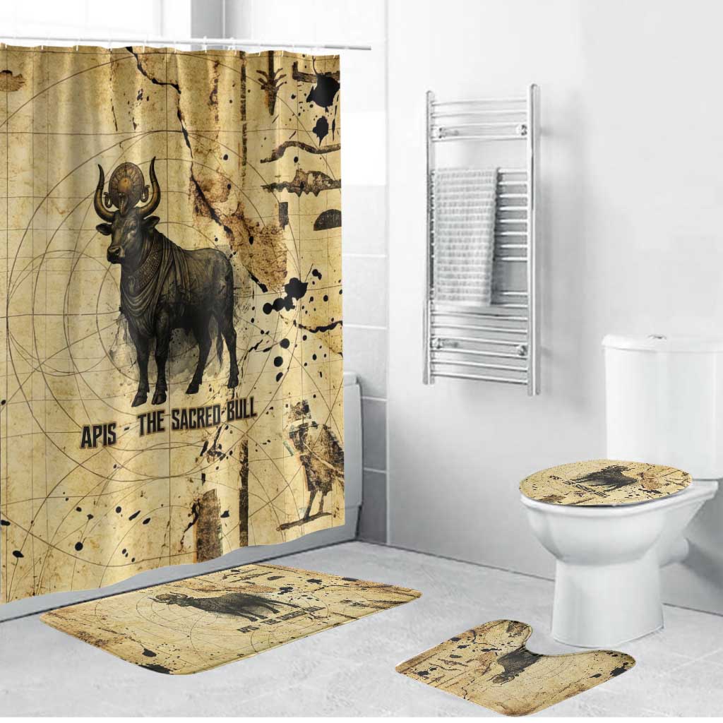 Apis Bathroom Set Ancient Egyptian Papyrus Map, Egyptian Crown Bull Illustration - Wonder Print Shop