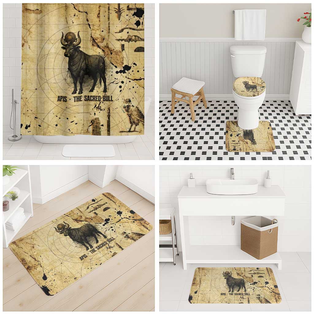 Apis Bathroom Set Ancient Egyptian Papyrus Map, Egyptian Crown Bull Illustration - Wonder Print Shop