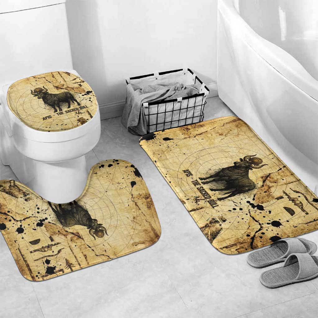 Apis Bathroom Set Ancient Egyptian Papyrus Map, Egyptian Crown Bull Illustration - Wonder Print Shop