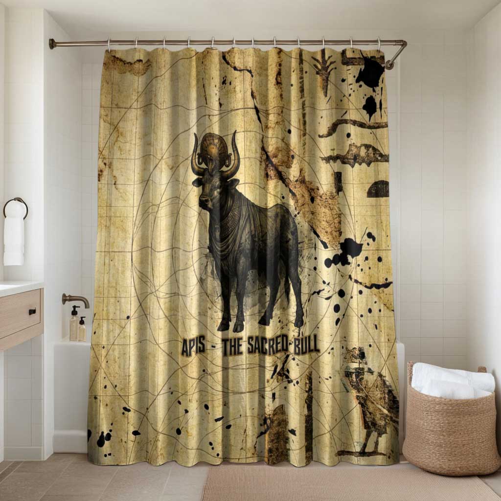 Apis Bathroom Set Ancient Egyptian Papyrus Map, Egyptian Crown Bull Illustration - Wonder Print Shop