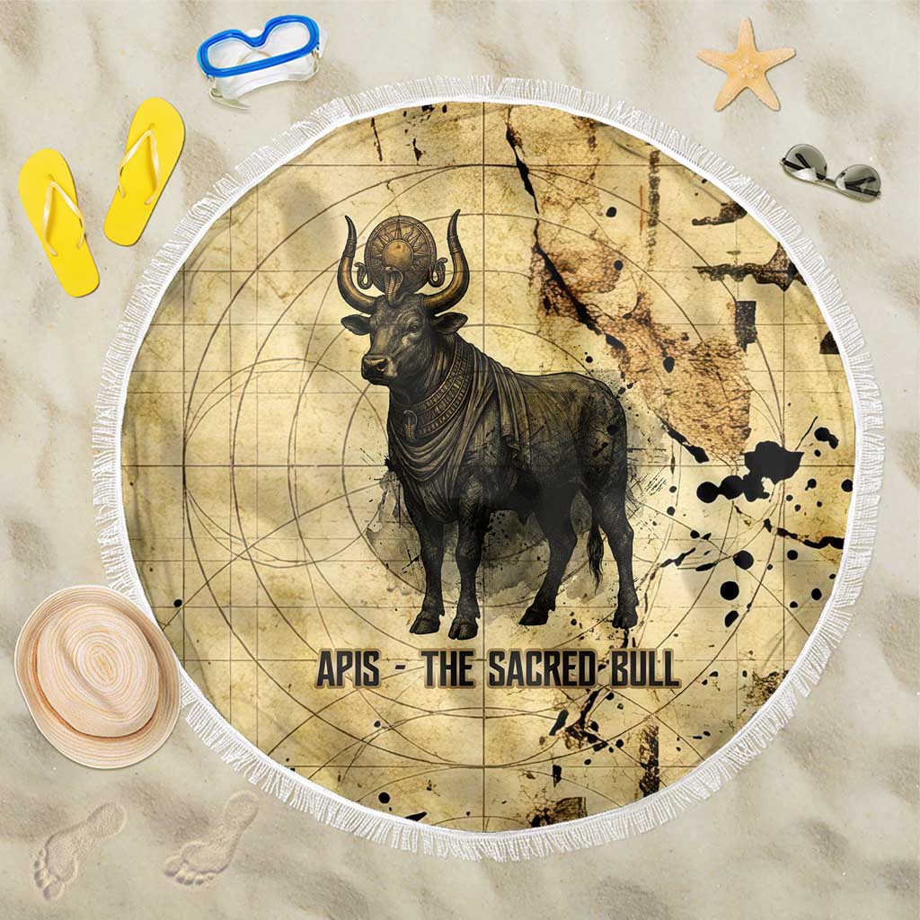 Apis Beach Blanket Ancient Egyptian Papyrus Map, Egyptian Crown Bull Illustration - Wonder Print Shop