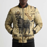 Apis Bomber Puffer Jacket Ancient Egyptian Papyrus Map, Egyptian Crown Bull Illustration - Wonder Print Shop