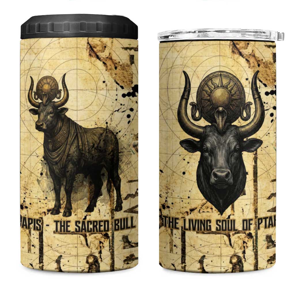 Apis 4 in 1 Can Cooler Tumbler Ancient Egyptian Papyrus Map, Egyptian Crown Bull Illustration - Wonder Print Shop