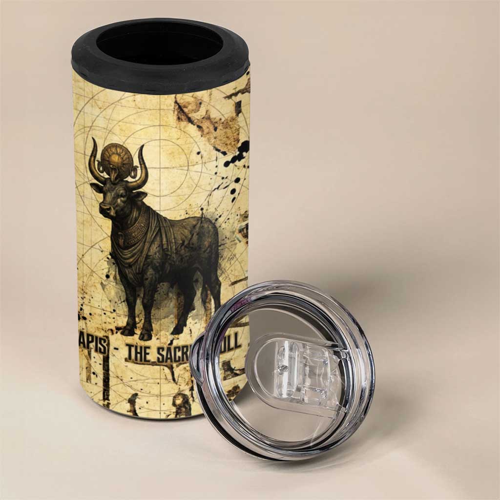 Apis 4 in 1 Can Cooler Tumbler Ancient Egyptian Papyrus Map, Egyptian Crown Bull Illustration - Wonder Print Shop