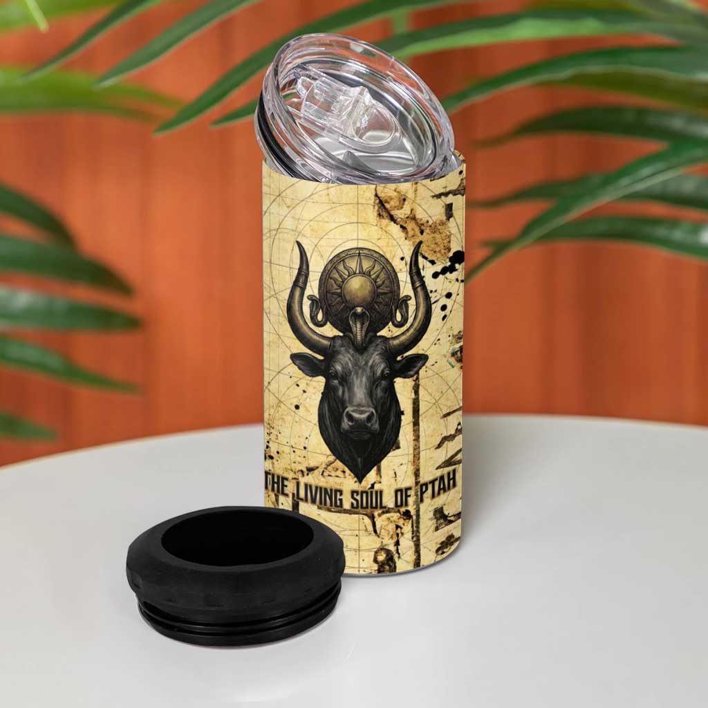 Apis 4 in 1 Can Cooler Tumbler Ancient Egyptian Papyrus Map, Egyptian Crown Bull Illustration - Wonder Print Shop