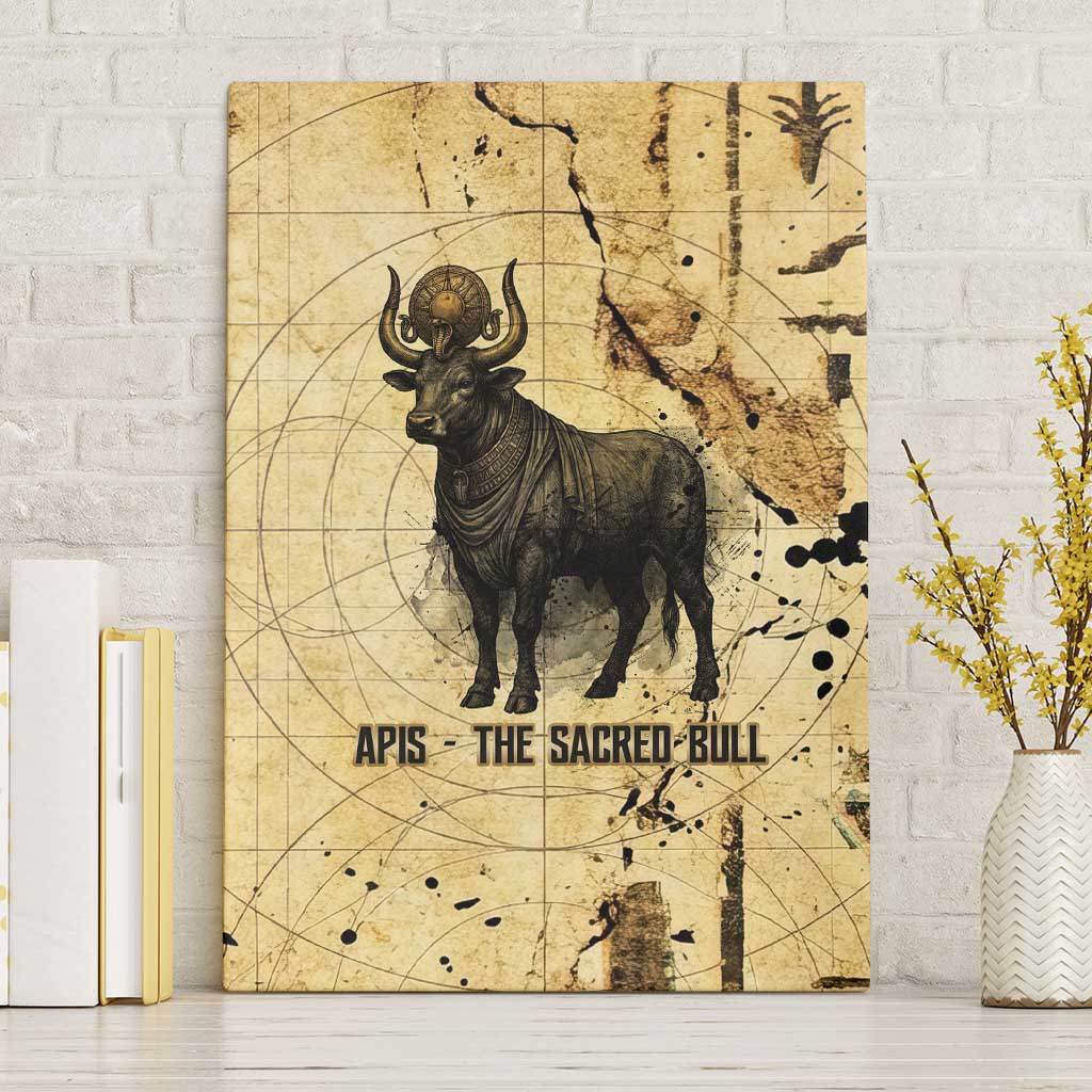 Apis Canvas Wall Art Ancient Egyptian Papyrus Map, Egyptian Crown Bull Illustration - Wonder Print Shop