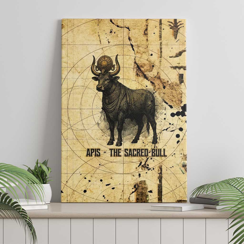 Apis Canvas Wall Art Ancient Egyptian Papyrus Map, Egyptian Crown Bull Illustration - Wonder Print Shop