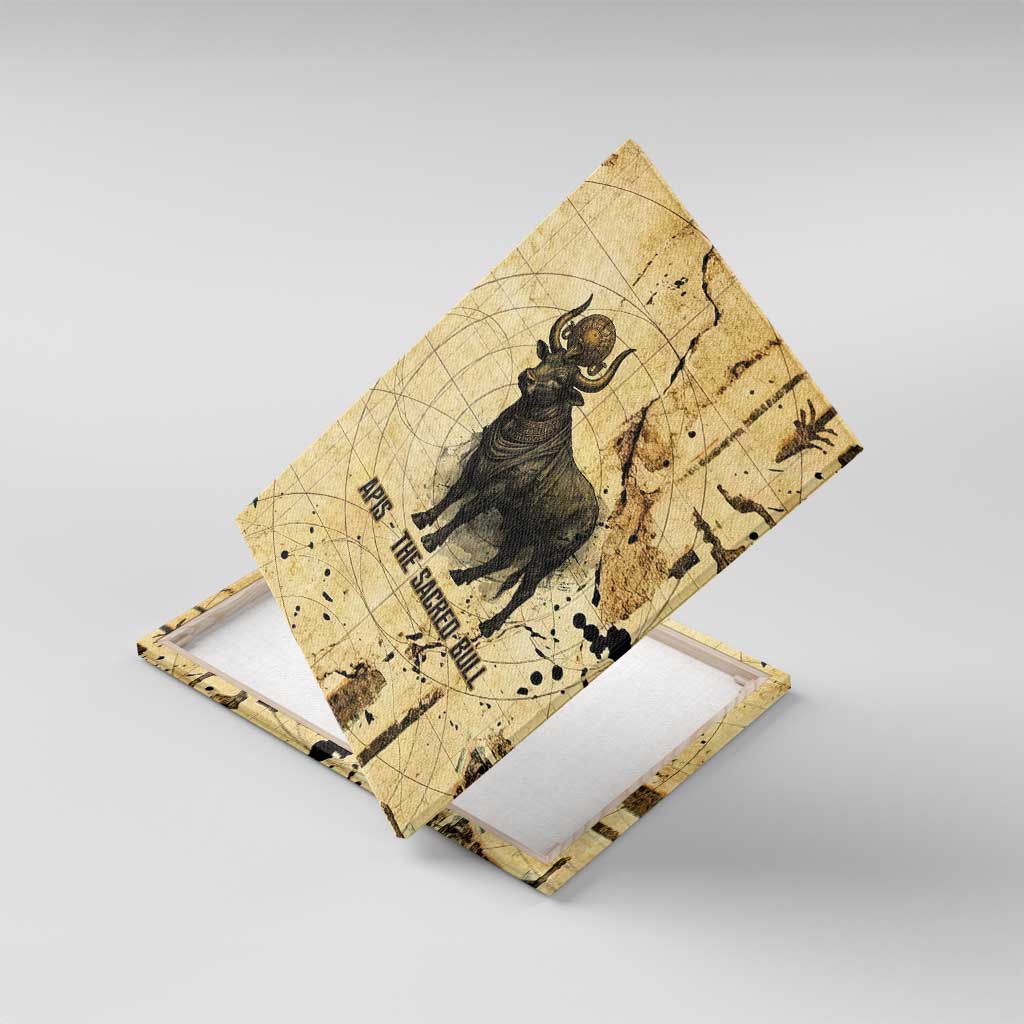 Apis Canvas Wall Art Ancient Egyptian Papyrus Map, Egyptian Crown Bull Illustration - Wonder Print Shop
