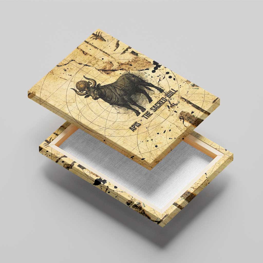 Apis Canvas Wall Art Ancient Egyptian Papyrus Map, Egyptian Crown Bull Illustration - Wonder Print Shop