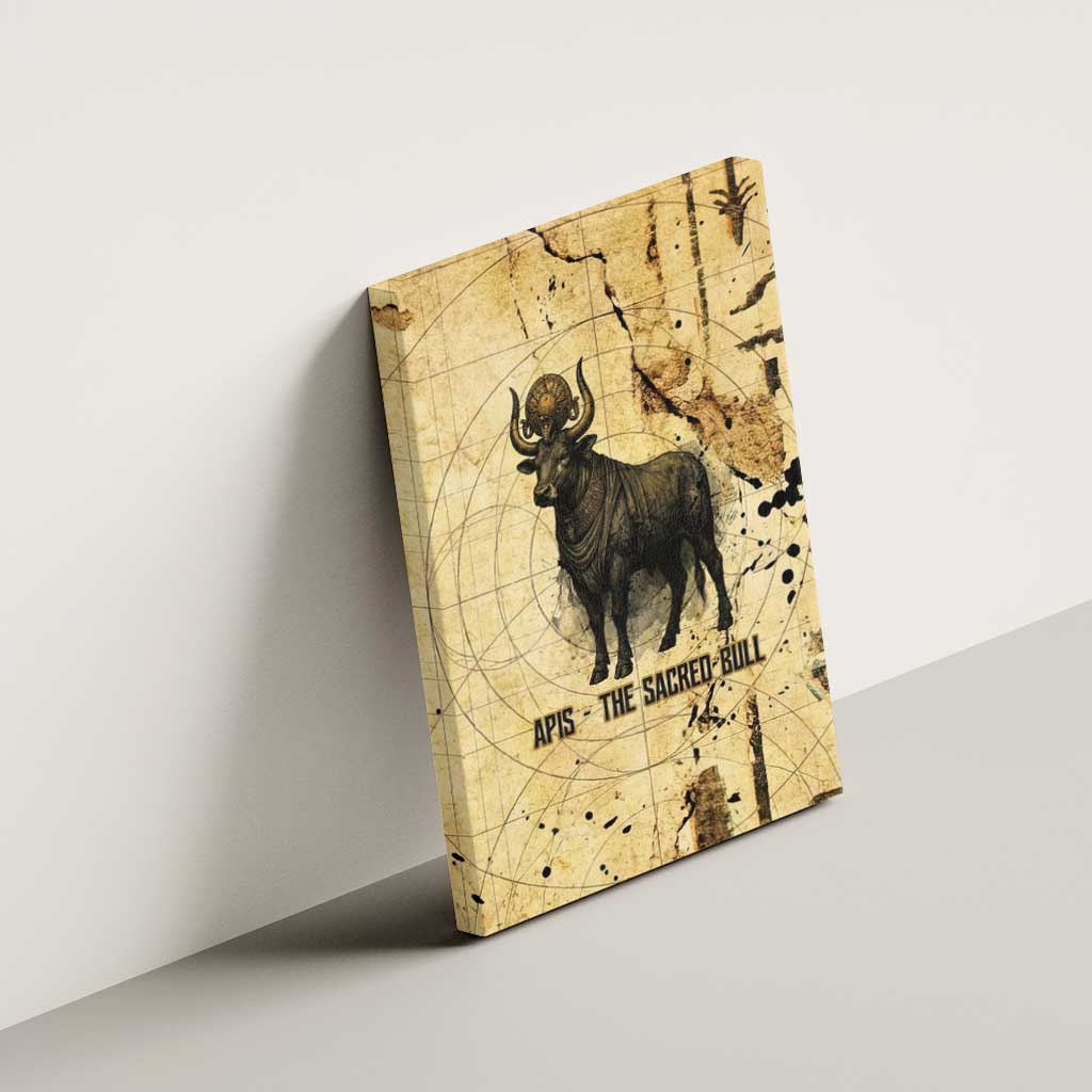 Apis Canvas Wall Art Ancient Egyptian Papyrus Map, Egyptian Crown Bull Illustration - Wonder Print Shop