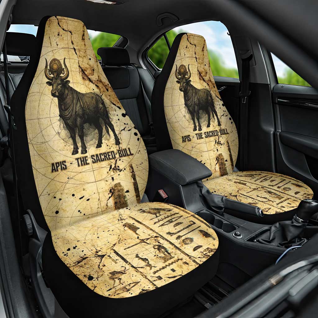 Apis Car Seat Cover Ancient Egyptian Papyrus Map, Egyptian Crown Bull Illustration - Wonder Print Shop