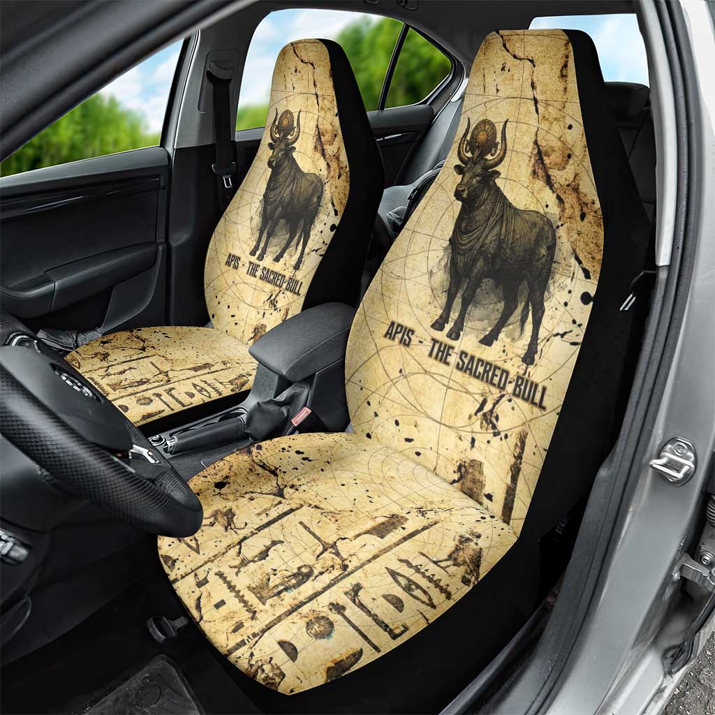 Apis Car Seat Cover Ancient Egyptian Papyrus Map, Egyptian Crown Bull Illustration - Wonder Print Shop