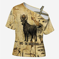Apis Cross Shoulder Shirt Ancient Egyptian Papyrus Map, Egyptian Crown Bull Illustration - Wonder Print Shop