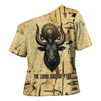 Apis Cross Shoulder Shirt Ancient Egyptian Papyrus Map, Egyptian Crown Bull Illustration - Wonder Print Shop