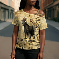 Apis Cross Shoulder Shirt Ancient Egyptian Papyrus Map, Egyptian Crown Bull Illustration - Wonder Print Shop